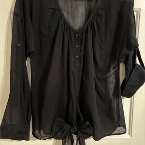 French Connection sheer top with bow